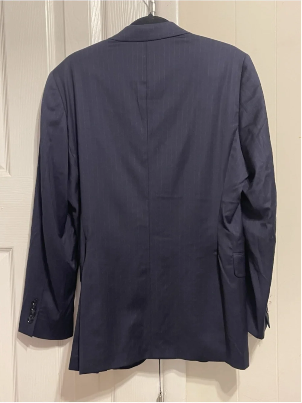 Ted Baker Roger CT Wool Navy Pinstripe Blazer Sport Coat 40L Made In Canada